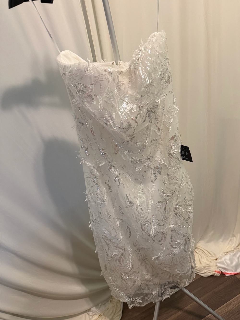 Lulu's White Beaded Strapless Cocktail Dress